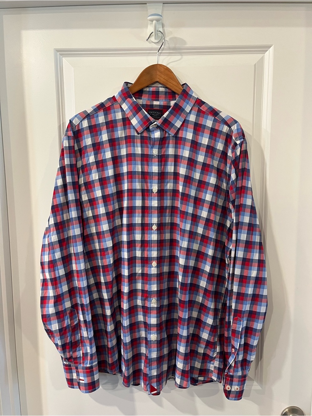 UNTUCKit Men's Plaid Button-Down Shirt in Red, Blue & White